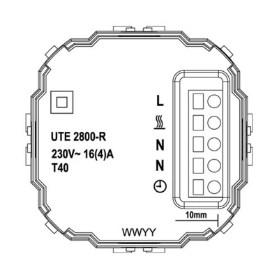 Eberle Controls UP-Raumregler 5-30C AC230V 16A, 1 Schließer UTE2800-R-RAL9016M55