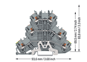 WAGO GmbH & Co. KG Dreistockklemme mit Drücker, grau 2202-3227