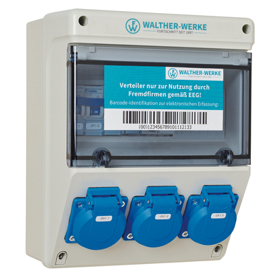 Walther Werke Kunststoff-Steckdosenkombi 1xRCD,3xMCB,3xSchutz 692009901