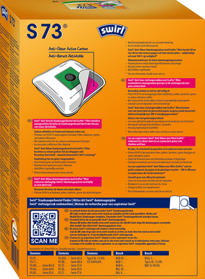 Swirl Staubbeutel für Siemens/Bosch S 73 Anti-Odour VE4