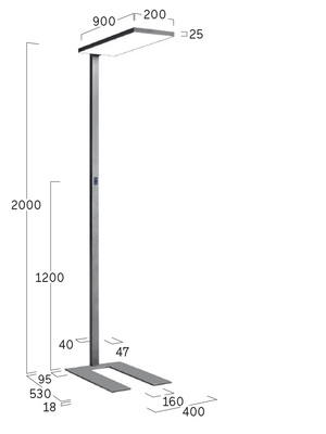 Lightnet LED-Stehleuchte 3000K, silber CF1AEX-830H-L900-U-A