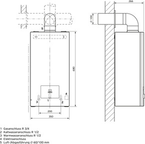 Vaillant Gas-Durchlaufwasserhitzer mit Gebläse turboMAG 145/1 LL