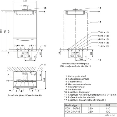 Vaillant Wandheizgerät Kamin VCW 244 LL-Gas