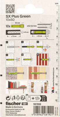 Fischer Deutschl. Dübel SX Plus Green SXPl.10x50K(VE10)