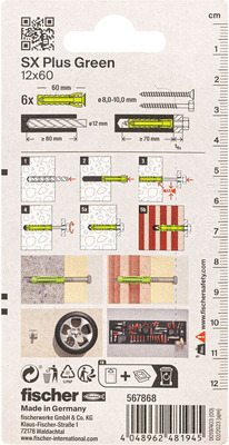 Fischer Deutschl. Dübel SX Plus Green SXPl.12x60K(VE6)