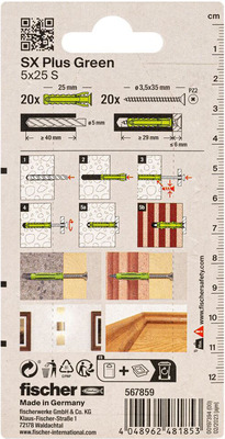 Fischer Deutschl. Dübel SX Plus Green SXPl.5x25SK(VE20)