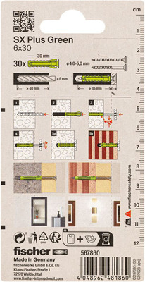 Fischer Deutschl. Dübel SX Plus Green SXPl.6x30K(VE30)