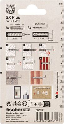 Fischer Deutschl. Dübel SX Plus SXPl.6x30WHK(VE8)
