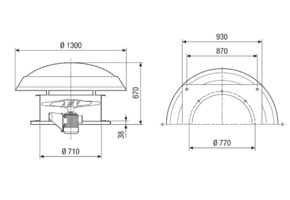 Maico Axial-Dachventilator 18237m3/h, NW710 DAD 71/4
