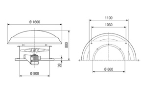 Maico Axial-Dachventilator 16537m3/h, NW800 DAD 80/6