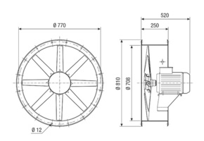 Maico Axial-Rohrventilator 23119m3/h, NW710 DAR 71/4 2,2