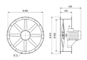 Maico Axial-Rohrventilator 14000m3/h, NW800 DAR 80/6-3 Ex
