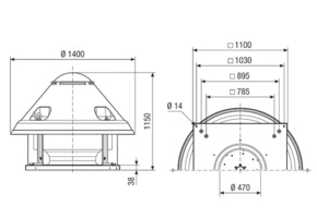 Maico Radial-Dachventilator 22664m3/h, Drehstrom DRD H 80/6 Ex