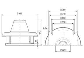 Maico Radial-Dachventilator 7194m3/h, 4-Polig DRD HT 50/4