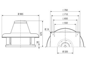 Maico Radial-Dachventilator 4796/7194m3/h, 6-Pol DRD HT 50/6 2V