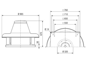 Maico Radial-Dachventilator 4796/7194m3/h, 6-Pol DRD HT 50/6 2V