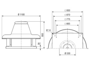 Maico Radial-Dachventilator 15000/2000m3/h, 8P DRD HT 80/8 2V