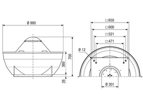 Maico Radial-Dachventilator 7596m3/h, Drehstrom DRD V 45/4 Ex