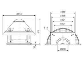 Maico Radial-Dachventilator 5418m3/h ERD H 40/4 Ex