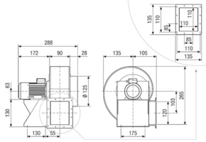 Maico Radialgebläse 1-Phasenmotor, 2P GRK 12/2 E