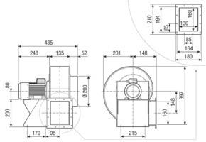 Maico Radialgebläse 3-Phasenmotor, 2 Pol GRK 16/2 D