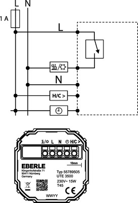 Eberle Controls UP-Thermostat Smart Home fähig UTE 3500RAL9016-G-55