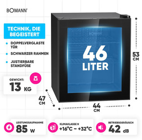 Bomann DA Glastürkühlgerät 46L KSG 7291 sw