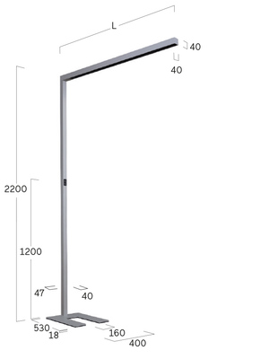 Lightnet LED-Stehleuchte 4000K, silber LSXLSX-840M-L1470UAA