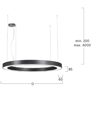 Lightnet LED-Pendelleuchte 3000K, schwarz RG3OBE-830M-D2000-K