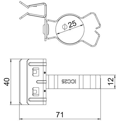 OBO Bettermann Vertr Trägerklammer m.Rohraufna. 20-25mm SCHPC 4-10 D25