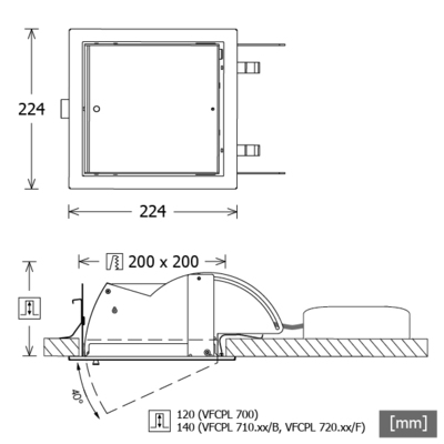 LTS Licht&Leuchten LED-Einbau-Wallwasher 3000K 1-10V schwarz VFCPL 7003530DA sw