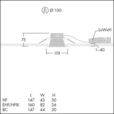 Thorn LED-Einbauleuchte 830 CHAL3 100 #93901345