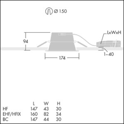 Thorn LED-Einbauleuchte 840 CHAL3 150 #93901029