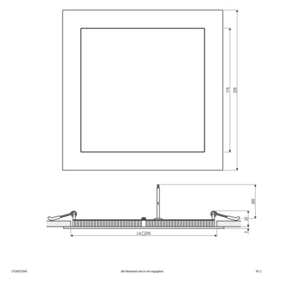 EVN Lichttechnik LED Einbau Panel weiß 21W 4000K 225x225mm LP QW 223540