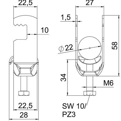 OBO Bettermann Vertr Bügelschelle 16-22mm BS-F1-M-22 A2