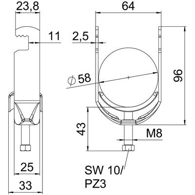 OBO Bettermann Vertr Bügelschelle 52-58mm BS-F1-M-58 FT
