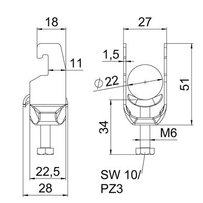 OBO Bettermann Vertr Bügelschelle 16-22mm BS-U1-M-22 A2