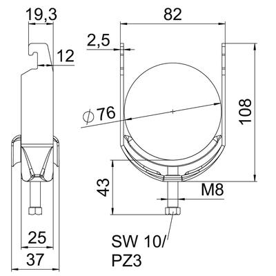 OBO Bettermann Vertr Bügelschelle 70-76mm BS-U1-M-76 A2