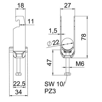 OBO Bettermann Vertr Bügelschelle 2-fach BS-U2-K-22 ALU