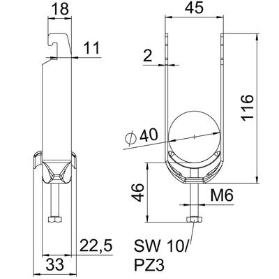 OBO Bettermann Vertr Bügelschelle 2-fach BS-U2-M-40 FT