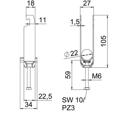 OBO Bettermann Vertr Bügelschelle 3-fach BS-U3-K-22 ALU