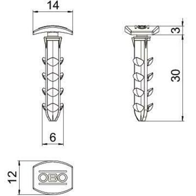OBO Bettermann Vertr Steckdübel zum Eindrücken DP D 30