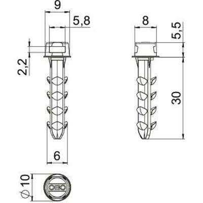 OBO Bettermann Vertr Steckdübel für Kabelbinder DP KB 30