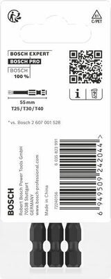 Bosch Power Tools PRO T Impact Bit Set, T25, T30 T40 55 mm 3-tlg 2608521U55VE(3)