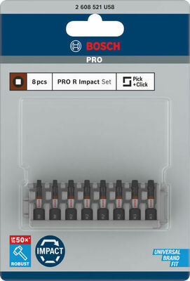 Bosch Power Tools PRO R Impact Bit Set, 2 x R1 4 x R2 2 x R3 55 2608521U58VE(8)