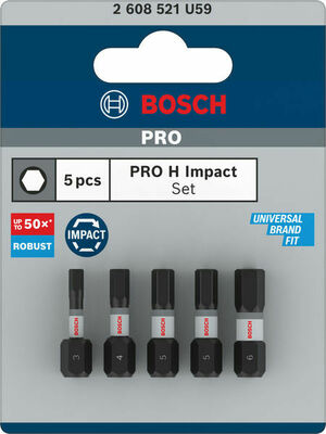 Bosch Power Tools PRO Bit Impact HEX 25mm 5tlg 2608521U59VE(5)