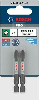 Bosch Power Tools PRO Pozidriv Impact Bit, PZ2, 55 mm, 2-tlg. 2608522544VE(2)