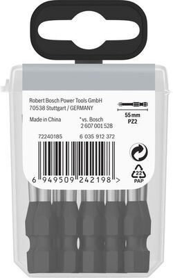 Bosch Power Tools PRO Pozidriv Impact Bit, PZ2, 55 mm, 15-tlg. 2608522546VE(15)