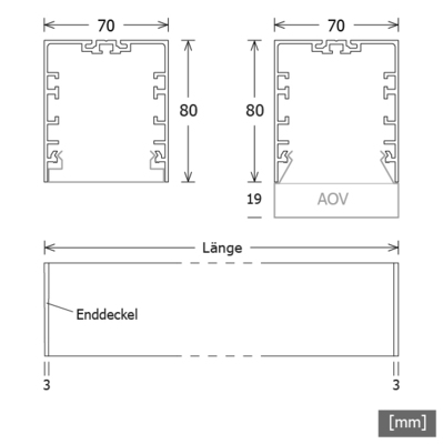 LTS Licht&Leuchten LED-Anbauleuchte 830, DALI, schwarz MLA07010830319P/D.sw
