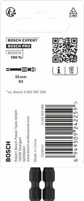 Bosch Power Tools PRO Robertson Impact Bit, R3, 55 mm, 2-tlg. 2608522552VE(2)